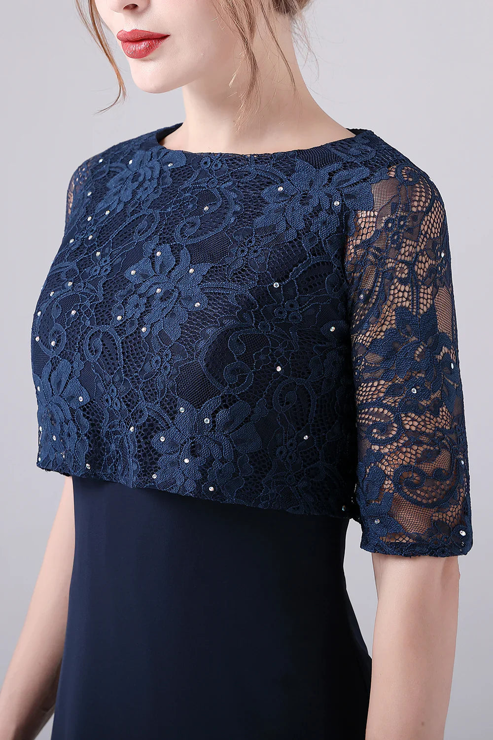 A-line Short Sleeves Chiffon Floor Length Mother of the Bride Dress