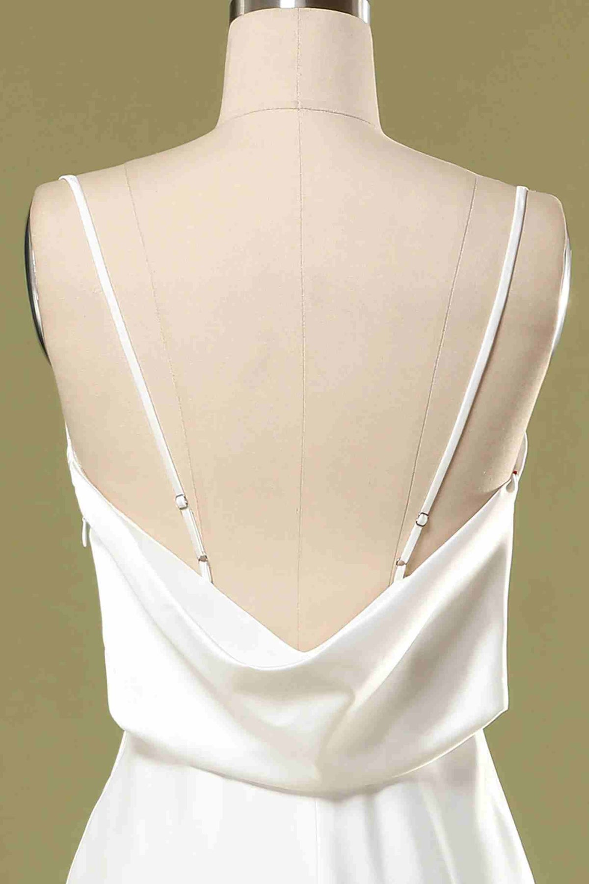 Gold Straps Cowl Back Bridesmaid Dress with Slit