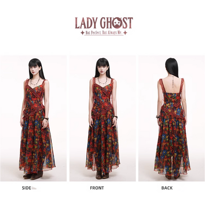 New Fashion Floral Pattern Design Spaghetti Strap Dress HZ1024