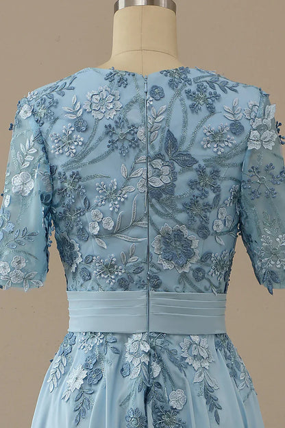 A-line V Neck Mother of Bride Dress with Appliques