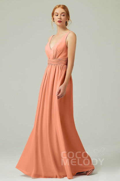 A-Line Floor Length Chiffon Bridesmaid Dress CB0318