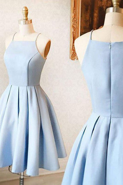 Blue/purple/red cute sweet short satin prom dress homecoming dress birthday party dress gh805