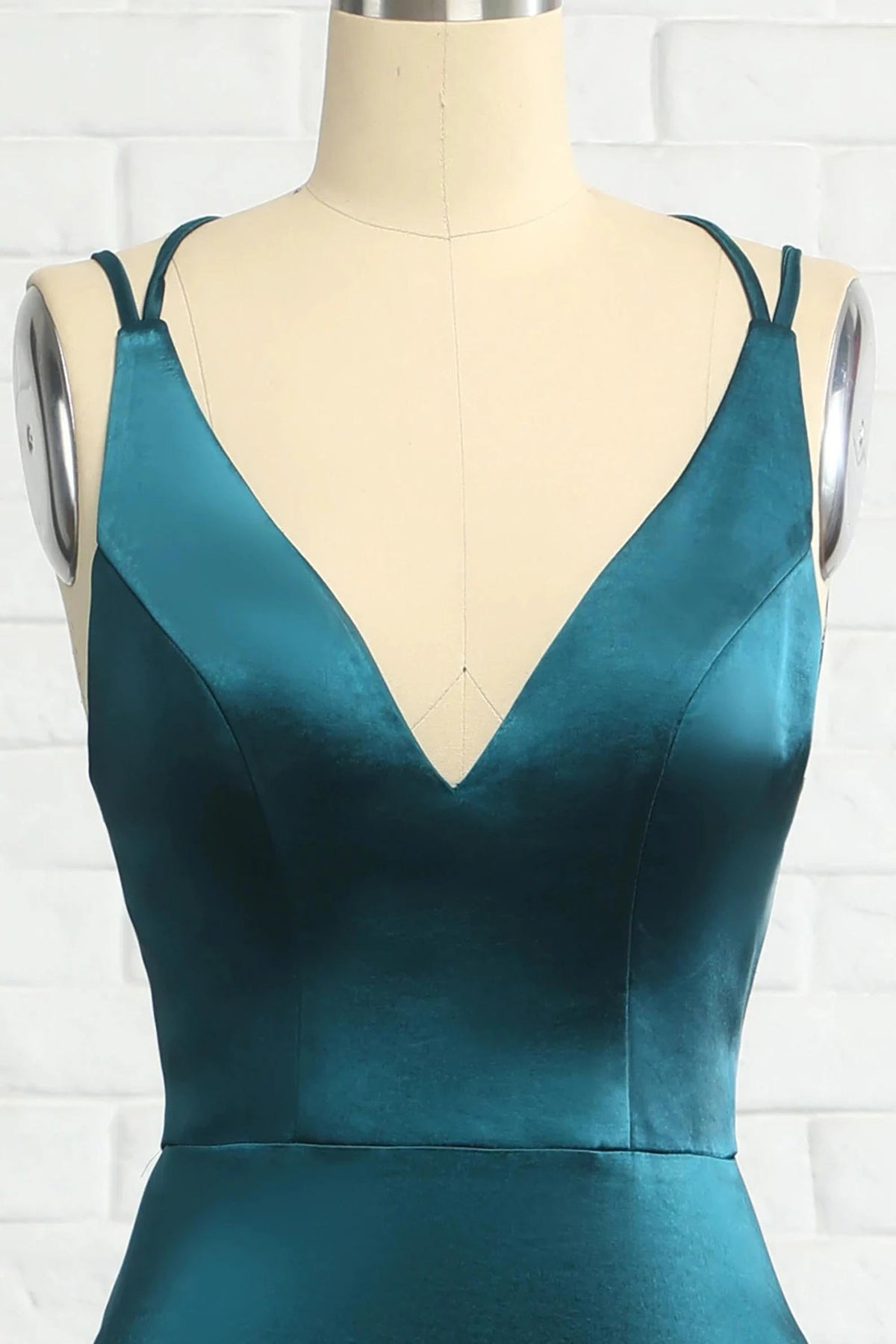 Elegant Teal Blue V-Neck Lace-Up Mermaid Bridesmaid Dress