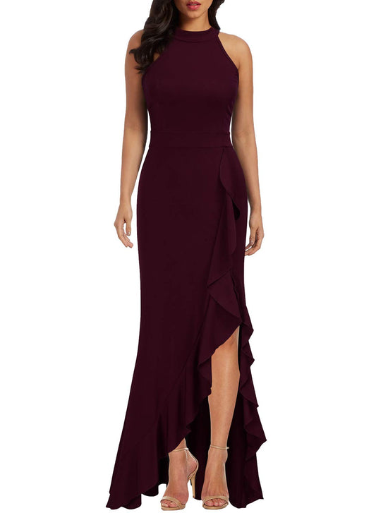 Mermaid High Neck Split Bodycon formal dresses Bridesmaid Dresses evening gown Prom Dress