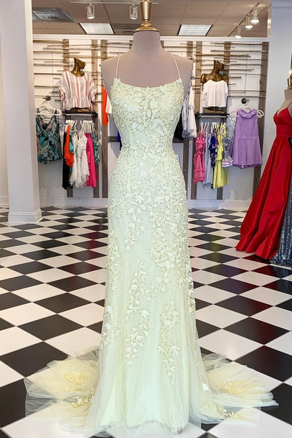 Red Floral Appliques Tulle Mermaid Long Formal Dress