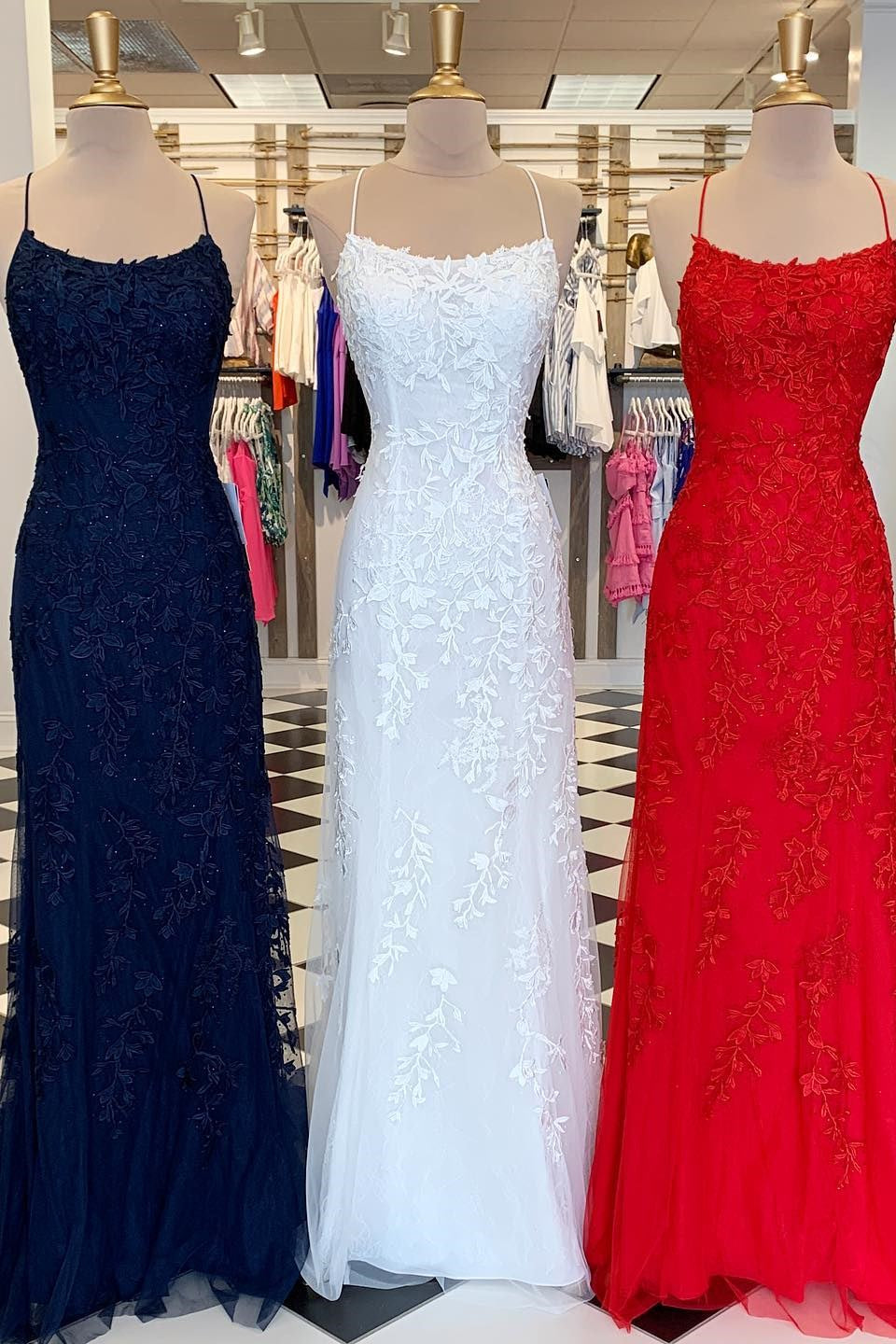 Red Floral Appliques Tulle Mermaid Long Formal Dress