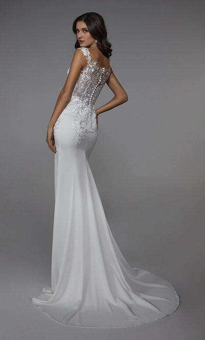 Perfect satin off shoulder slim fit trumpet shaped transparent lace tight corset wedding dresses