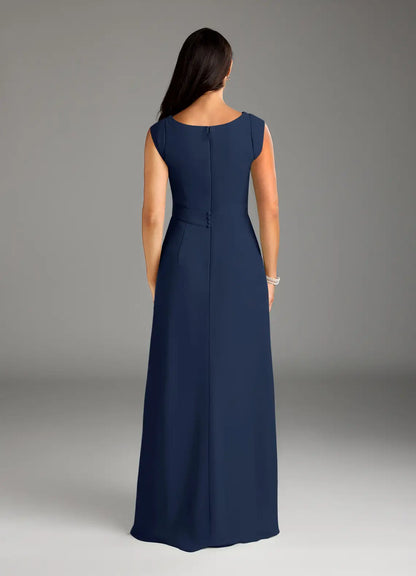 A-Line Lace Chiffon Dark Navy formal dresses evening dress Mother of the Bride Dresses
