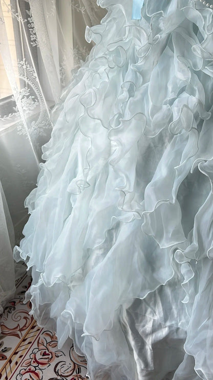 Princess Ball Gown Prom Party Dresses Unique Sweet 16 Dress Layered Wedding Dress with ruffle