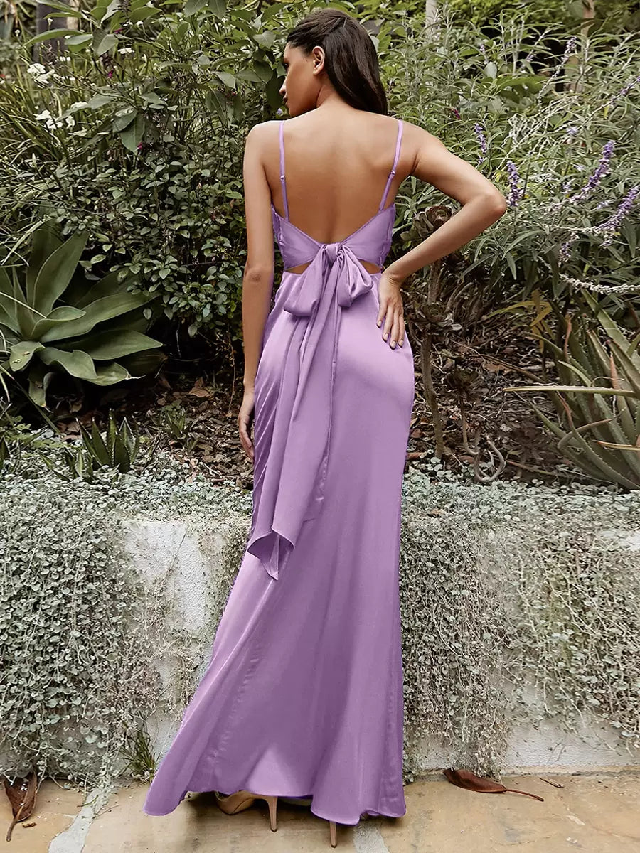 Mermaid Floor-Length Zipper Satin formal dresses evening gown Prom Dress Bridesmaid Dresses