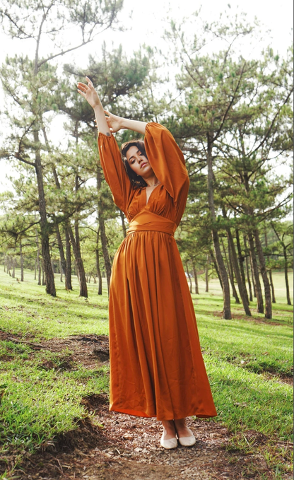 A-line V-Neck Long Sleeve Cocktail Dress Bridesmaid Dress Formal Dresses for Wedding Guest Mother of the Bride Dresses
