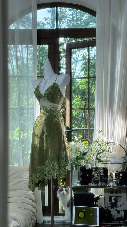 Green Lace Applique Homecoming Dresses Short Prom Dresses