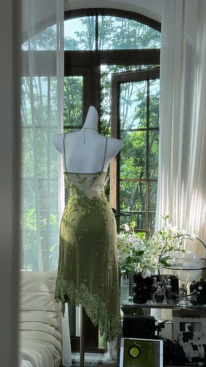 Green Lace Applique Homecoming Dresses Short Prom Dresses