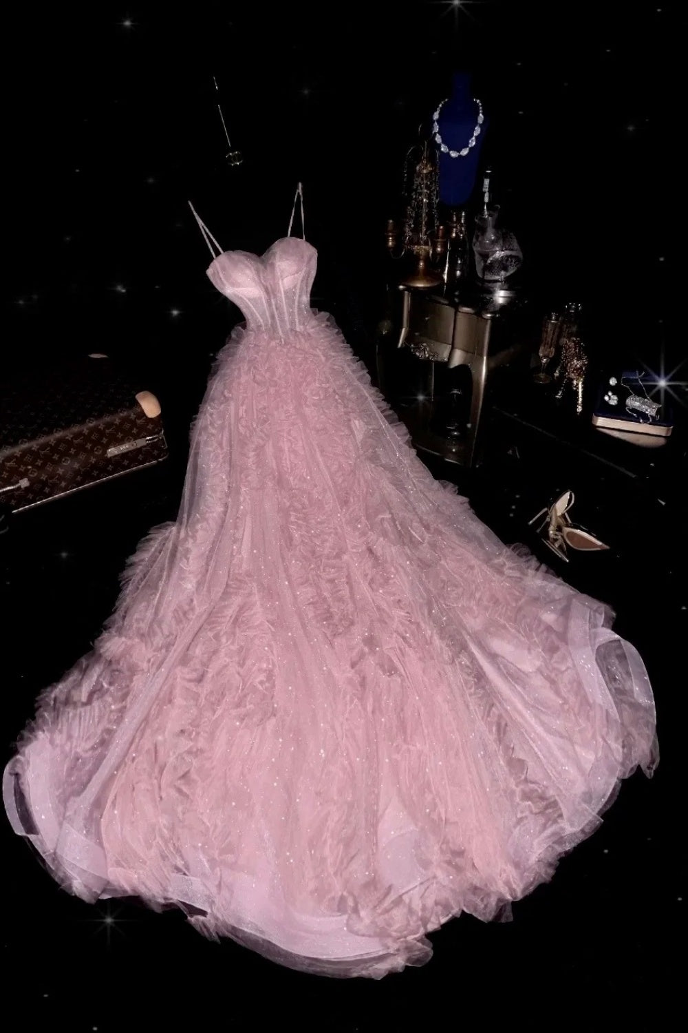 Pink shiny elegant long graduation gown evening gown gh6815