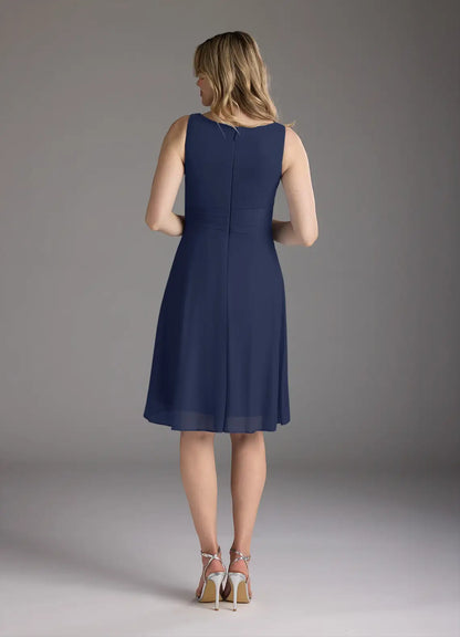 Two Piece A-Line Pleated Dark Navy formal dresses evening dress Mother of the Bride Dresses