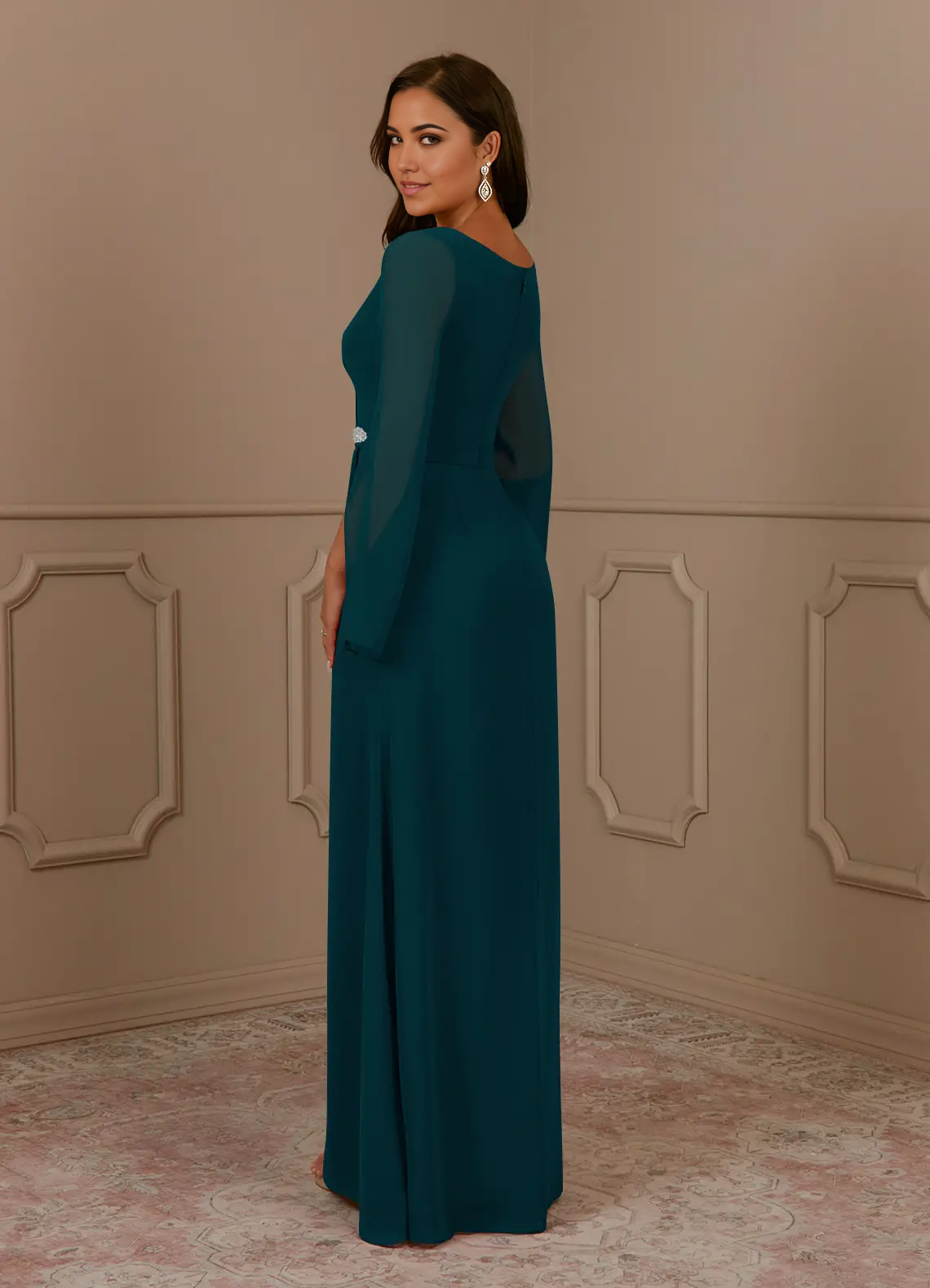 A-Line V-Neck Pleated Chiffon Dress Mother of the Bride Dresses