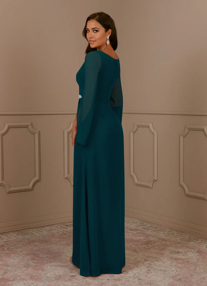 A-Line V-Neck Pleated Chiffon Dress Mother of the Bride Dresses