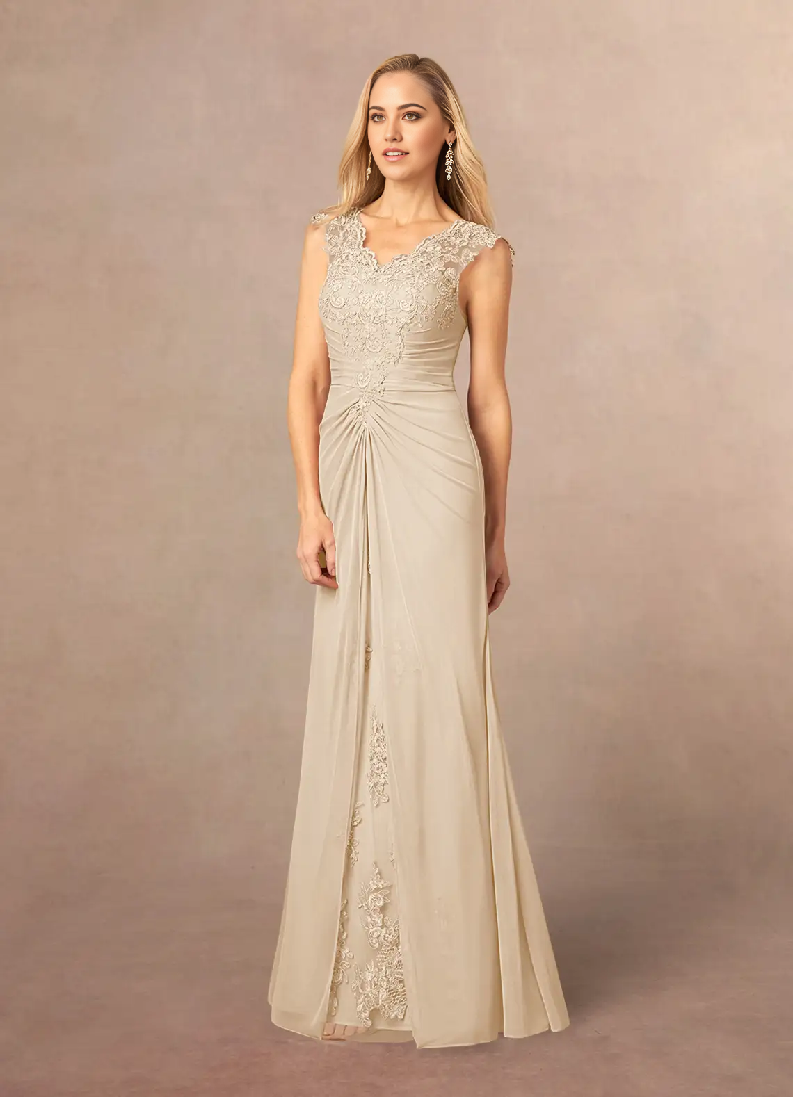 A-Line Appliques Lace Champagne formal dresses evening dress Mother of the Bride Dresses