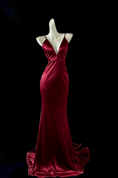 White Mermaid Elegant Long Satin Ball Gown Evening Dress Party Dress gh4474