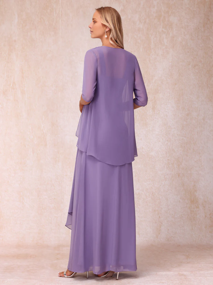 A-line princess sleeveless lotus leaf side length design mother of the bride dress