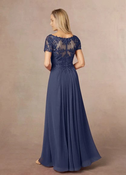 A-Line Appliques Lace Chiffon Stormy formal dresses evening dress Mother of the Bride Dresses