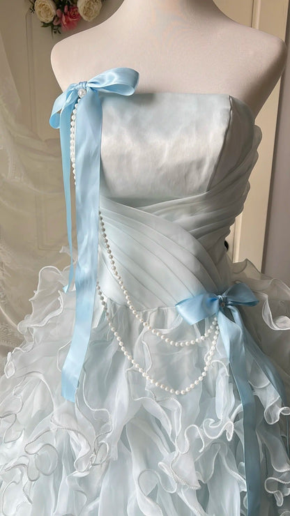 Princess Ball Gown Prom Party Dresses Unique Sweet 16 Dress Layered Wedding Dress with ruffle