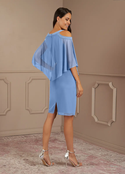 Sheath Sequins Steel Blue formal dresses evening dress Mother of the Bride Dresses