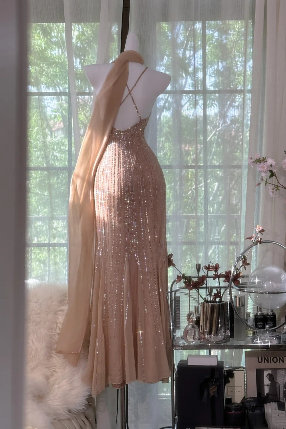 Romantic Fairy Exquisite Bead Long Chiffon Date Dress Party Dress gh69123