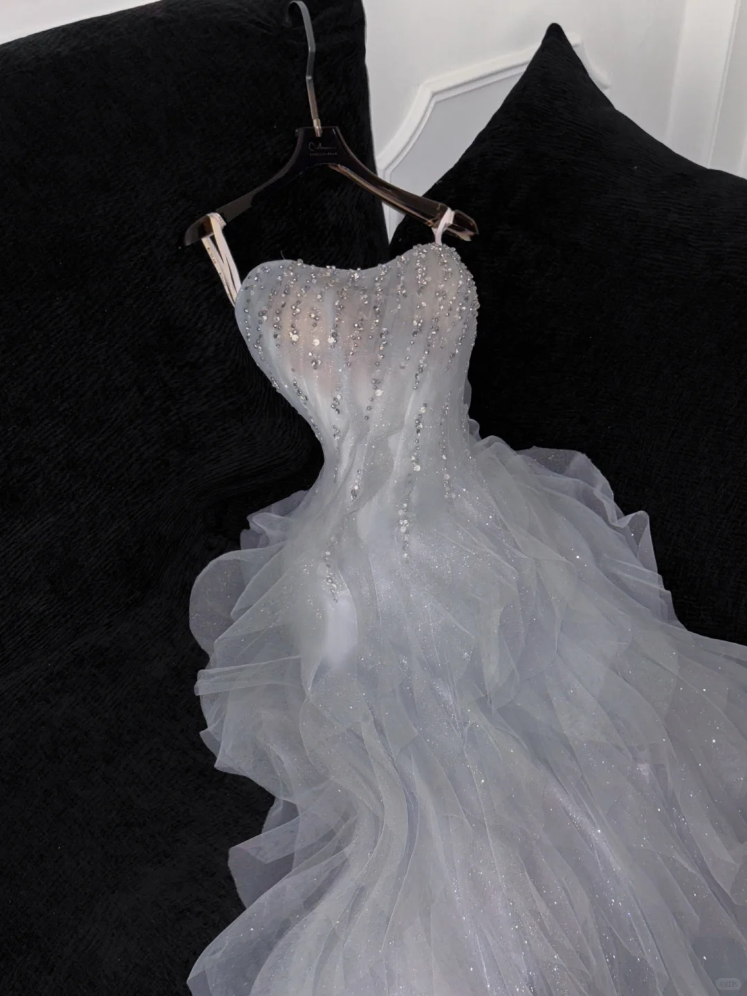 Fashion Sparkling White Beaded Sequin Mermaid Elegant Tulle Evening Dress Prom Dresses HZ1024