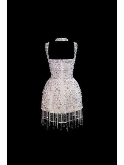Girlhomeshops-Pink Exquisite Beaded Short Satin Homecoming Dress Birthday Party Dress gh5376
