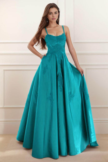 A-Line Floor Length Satin Prom Dress CS0458
