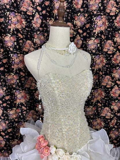 Retro Sweetheart Strapless Appliqued 3D Flower A-Line Tulle Quinceanera Dresses Evening Ball Gowns HZ1024