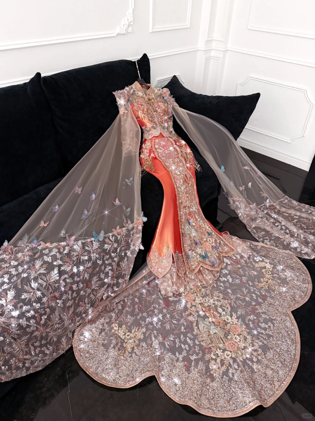 Gorgeous Shiny Beaded Exquisite Embroidery 3D Butterflies Mermaid Floor-length Evening Dress Prom Dresses HZ1024
