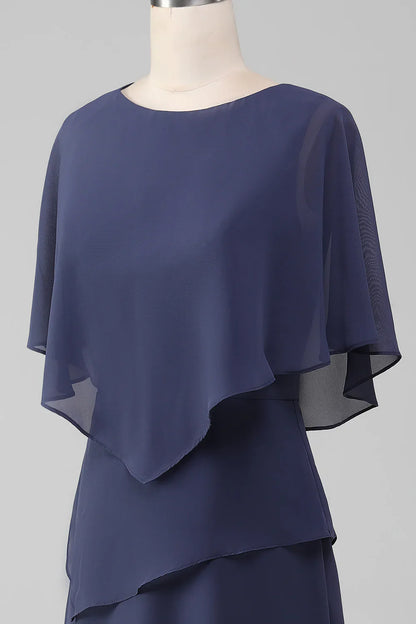 Sheath/Column Scoop Tea-Length Chiffon Mother of the Bride Dress