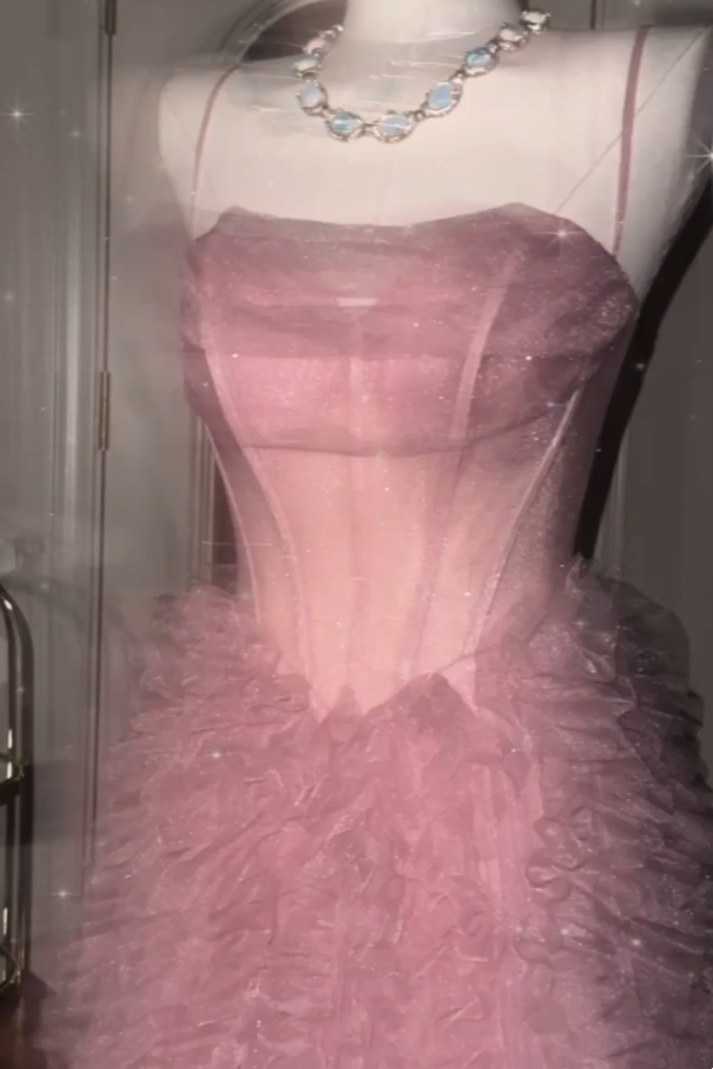 Pink shiny elegant long graduation gown evening gown gh6815