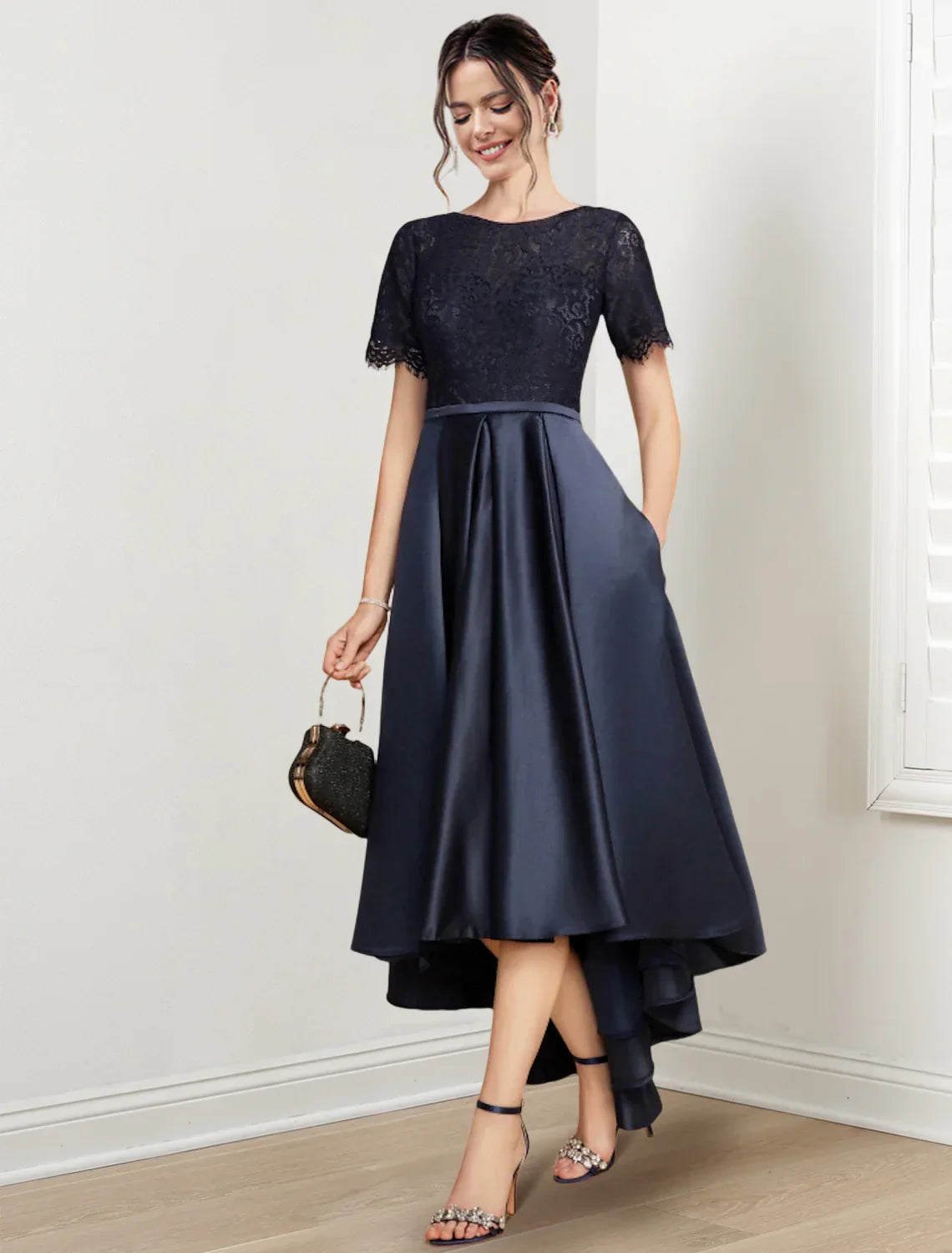 A-line/Princess Jewel Neck Asymmetric Mother of the bride dresses
