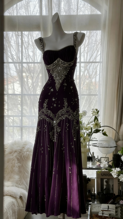 Ivory Vintage Elegant Shiny Exquisite Rhinestone Beading Long Chiffon Ball Gown Evening Dress Birthday Party Dress Prom Dress Graduation Dress gh3945