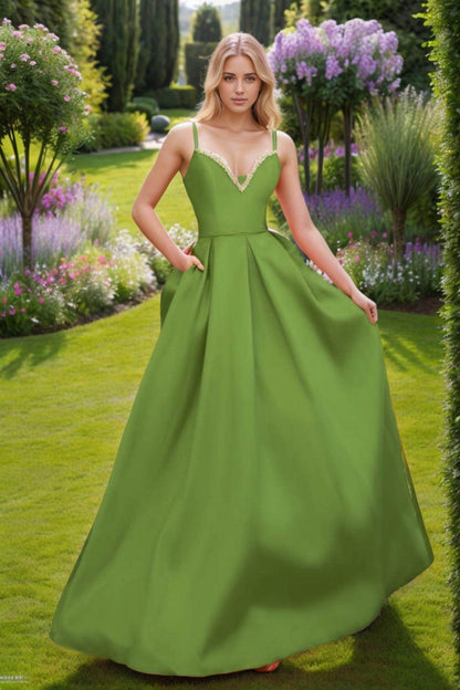 A-Line Floor Length Satin Prom Dress CS0451
