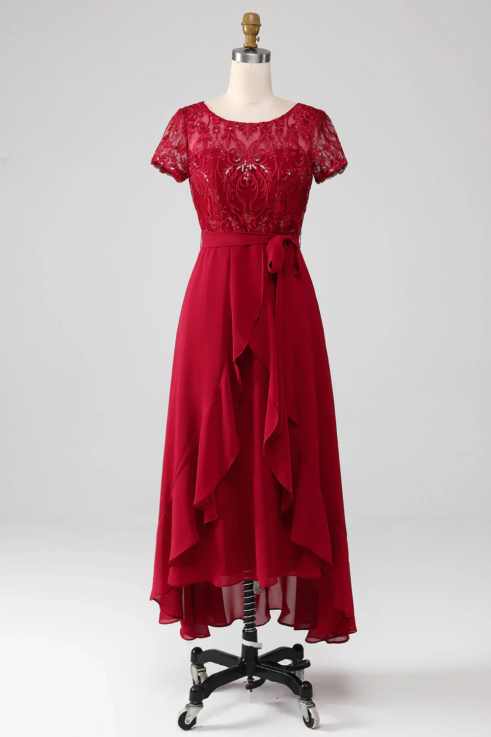 Sparkly Asymmetrical Sequin Mother of Bride Dress with Appliques