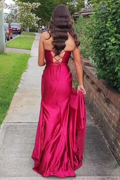 Teal Green Cowl Neck Ruched Lace-Up Long Prom Dress with Slit