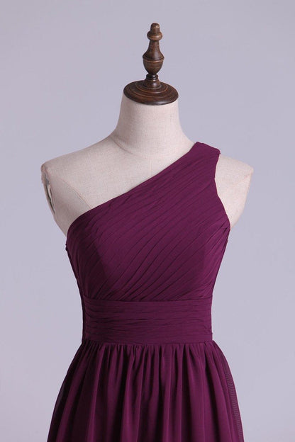 Magenta One-Shoulder A-Line Long Maid of Honor Dress