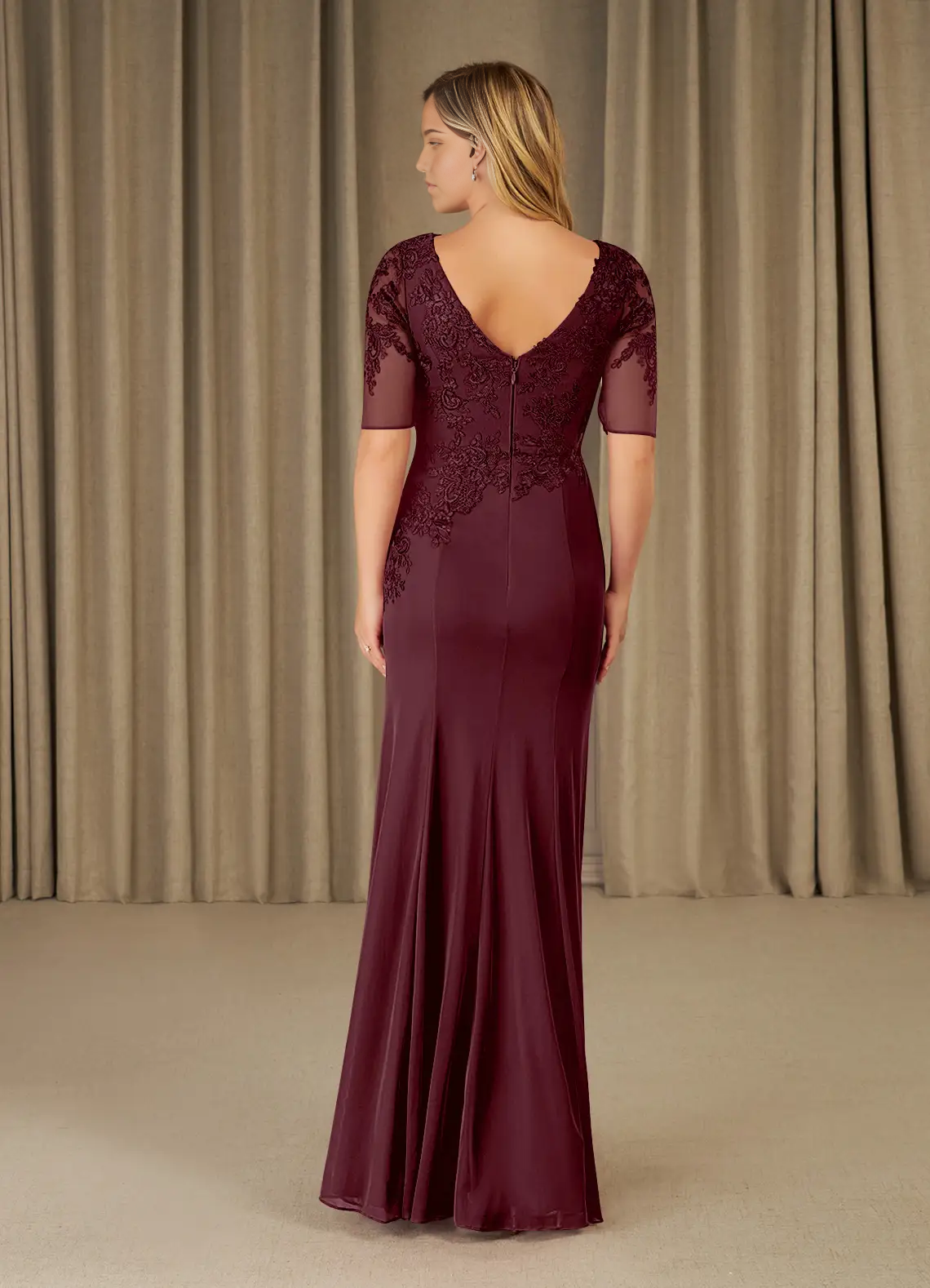 Mermaid Lace Appliques Cabernet formal dresses evening dress Mother of the Bride Dresses