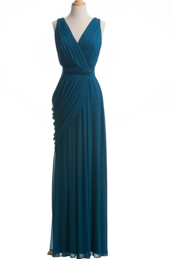 Purple Chiffon V-Neck Sleeveless Bridesmaid Dress
