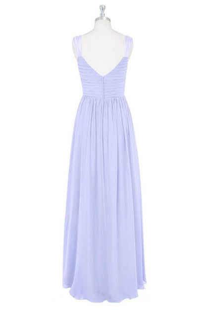 Lavender V-Neck Backless A-Line Long Bridesmaid Dress