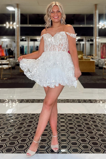 Black Sequin-Embroidery Sweetheart A-Line Tiered Homecoming Dress