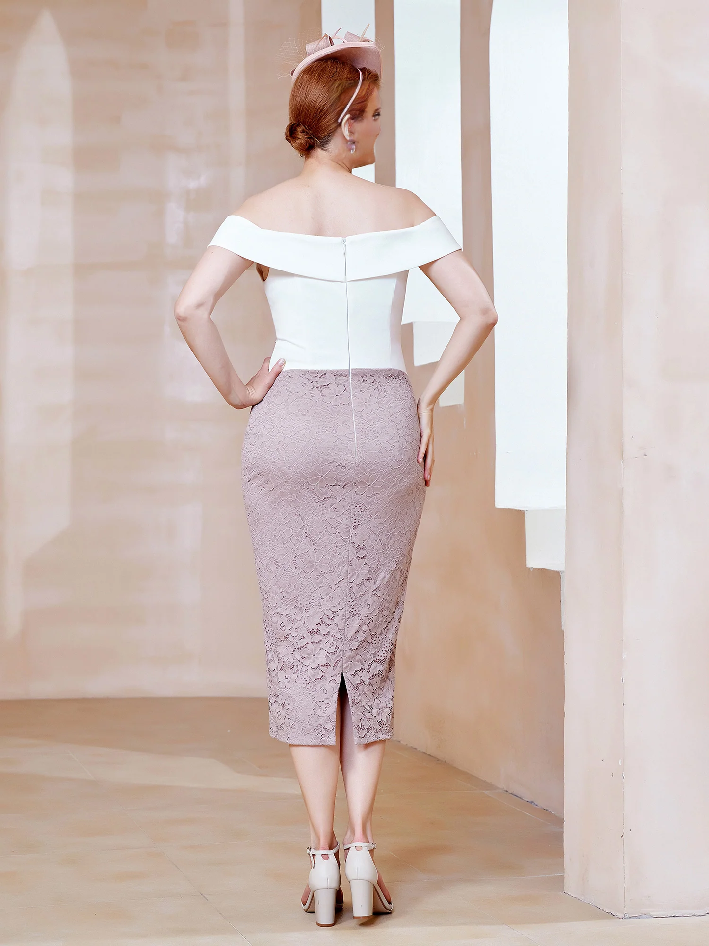 Twilight two-color shoulder hugging mother of the bride dress