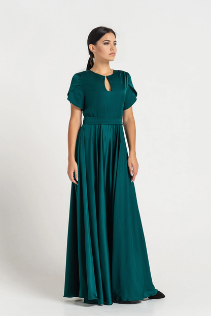 A-line simple Crew Neck Short Sleeve Bridesmaid Dress Formal Dresses for Wedding Guest Cocktail Dress Mother of the Bride Dresses