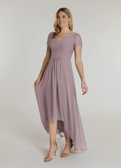 A-Line V-Neck Lace Chiffon Dusk formal dresses evening dress Mother of the Bride Dresses