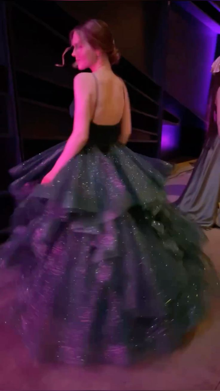 Green Spaghetti Straps A-Line Long Formal Prom Dress Evening Ball Gown, HZ0319