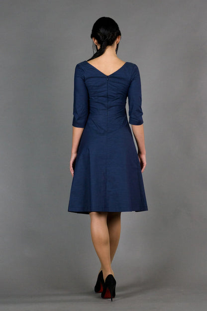 A-line simple Half Sleeve Tea Length Bridesmaid Dress Formal Dresses for Wedding Guest Cocktail Dress Mother of the Bride Dresses
